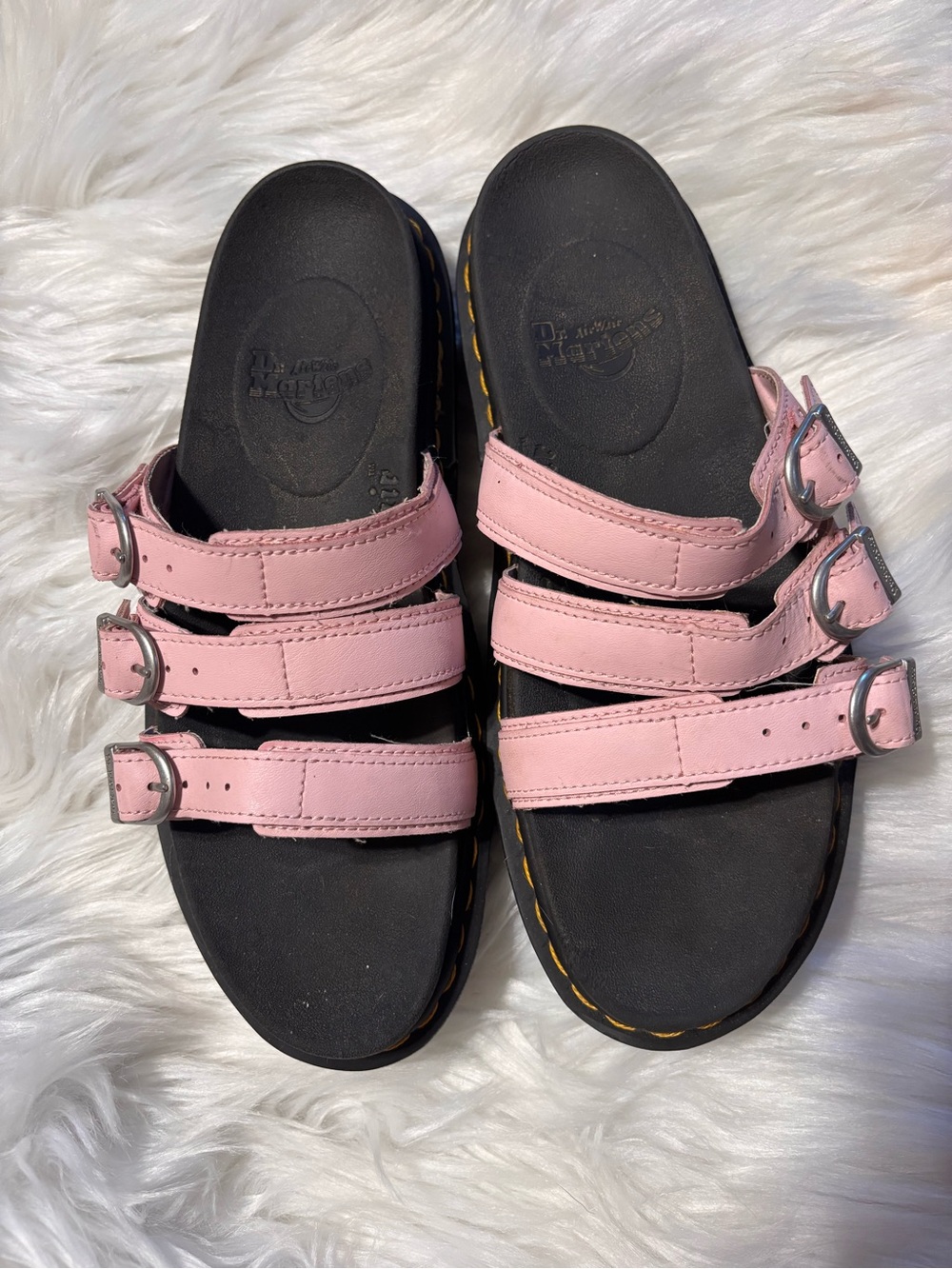 Dr. Martens Women’s Pink Triple-Buckle Sandal Slides